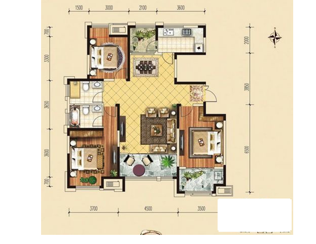 重庆4室2厅2卫135㎡-南方新城香榭里户型图-重庆房多多