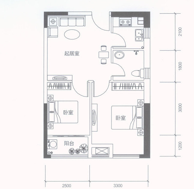 合肥2室1厅1卫67㎡-山湖新村户型图-合肥房多多