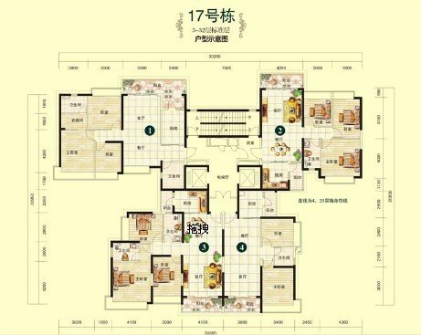 长沙3室2厅2卫118㎡-恒大绿洲户型图-长沙房多多