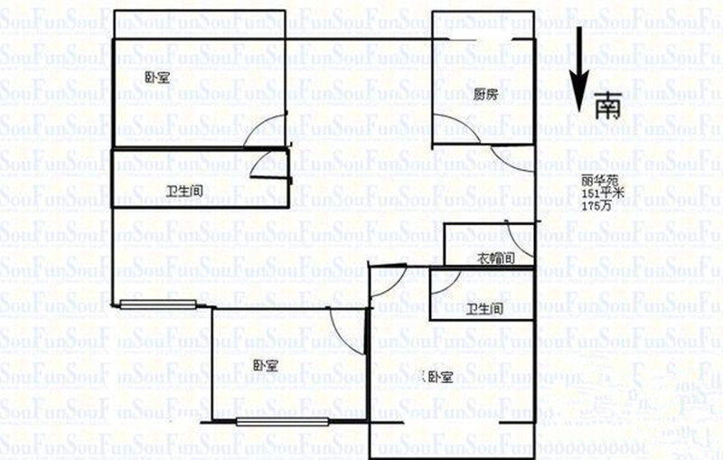 太原3室2厅2卫160㎡-丽华苑户型图-买房大师