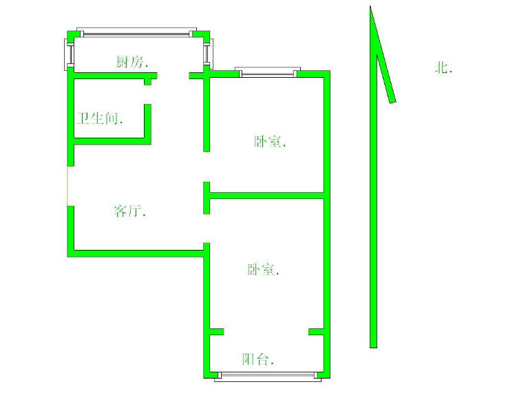 保定2室1厅1卫56㎡-东方家园户型图-买房大师