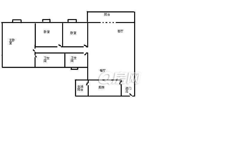 深圳3室1厅1卫93㎡-景华苑户型图-深圳房多多