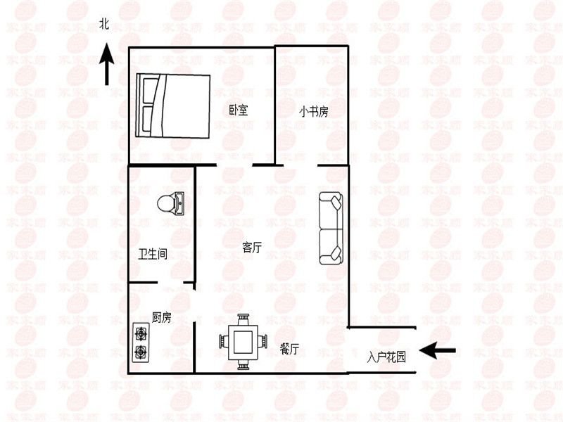 2室1厅1卫 40平米南