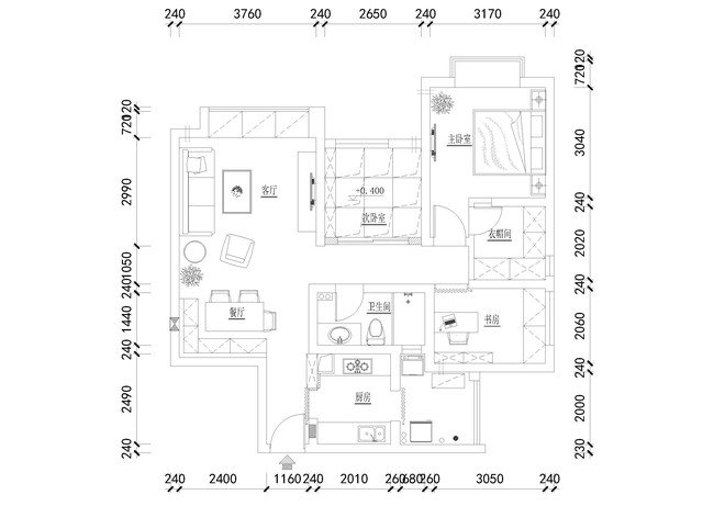 上海3室1厅1卫86㎡-御澜湾户型图-买房大师