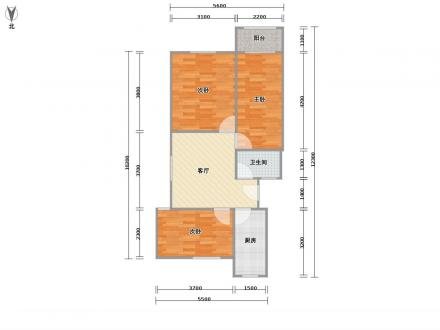 上海3室1厅1卫80㎡-同济欣苑户型图-买房大师