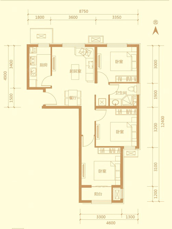 48㎡-中国铁建通瑞嘉苑户型图-北京