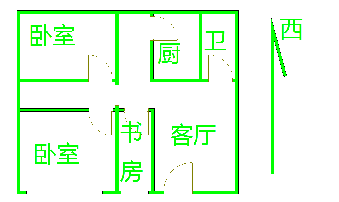 北京2室1厅1卫61㎡-莲馨苑小区户型图-买房大师