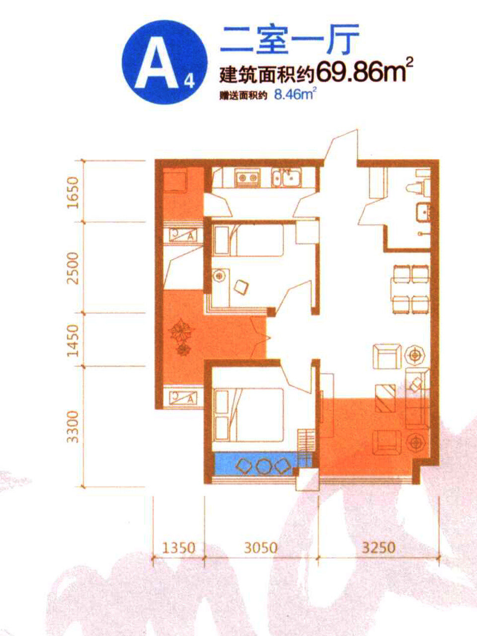 西安小区 周边小区 锦业时代 户型图 2室1