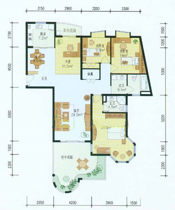 成都4室2厅2卫191㎡-英伦世家户型图-买房大师