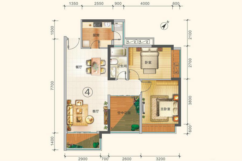 东莞3室2厅1卫98㎡-汇景御海蓝岸户型图-买房大师