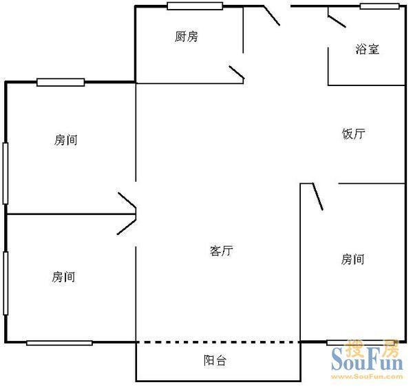 合肥3室1厅1卫89㎡-和安家园户型图-合肥房多多