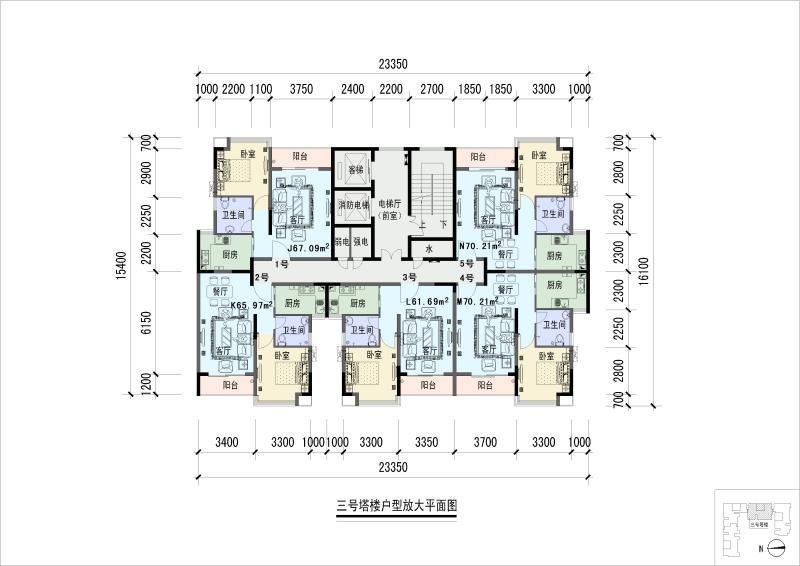 深圳2室2厅1卫71㎡-翠湖茗苑户型图-买房大师