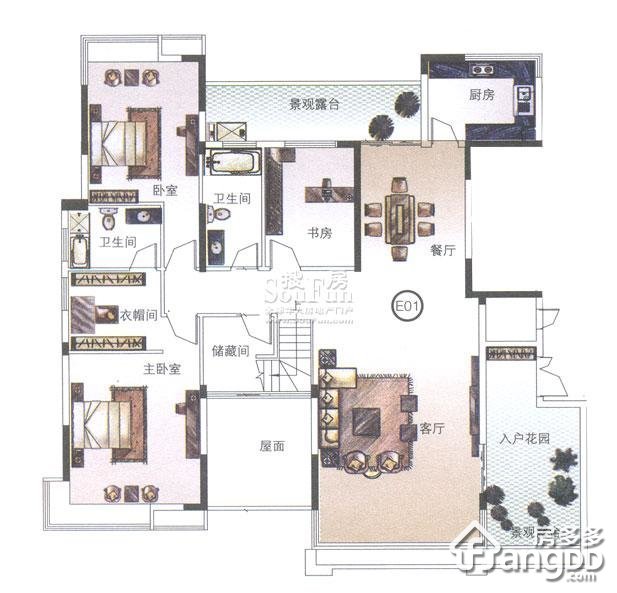 佛山5室1厅2卫145㎡-佛山保利花园户型图-买房大师