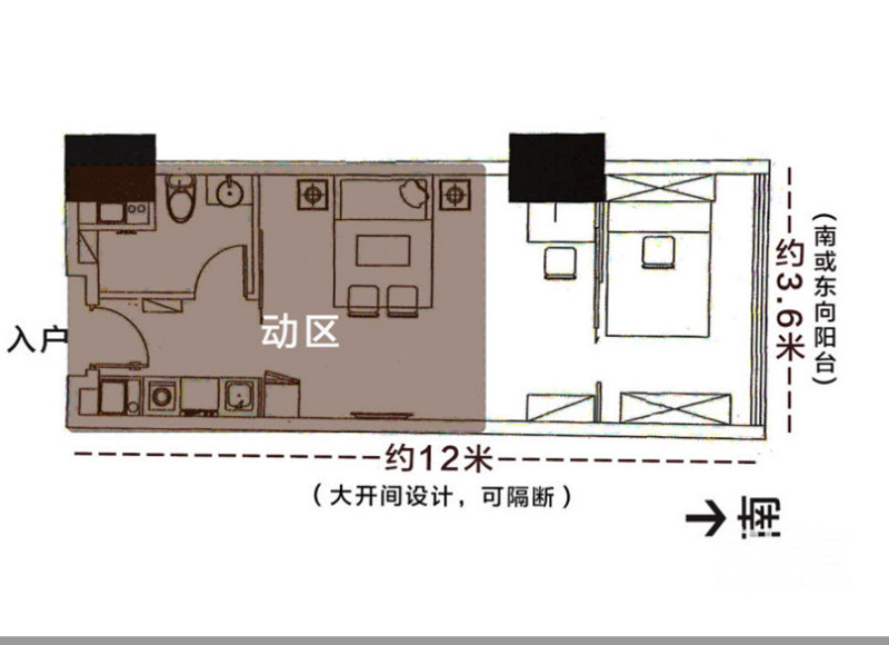 西安1室1厅1卫35㎡-香榭蓝岛户型图-买房大师