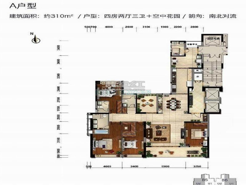 广州5室2厅4卫314㎡-中海花城湾户型图-广州房多多