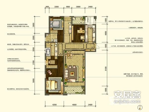 合肥6室2厅2卫95㎡-印象西湖户型图-买房大师