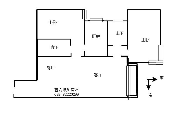 西安2室1厅1卫94㎡-兴庆熙园户型图-西安房多多