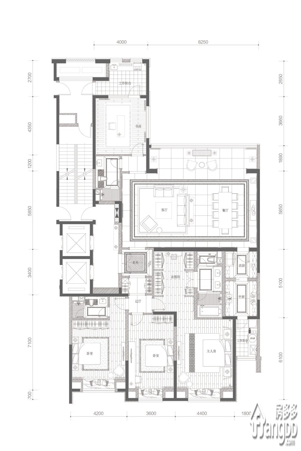 富力江湾新城4室2厅3卫户型图