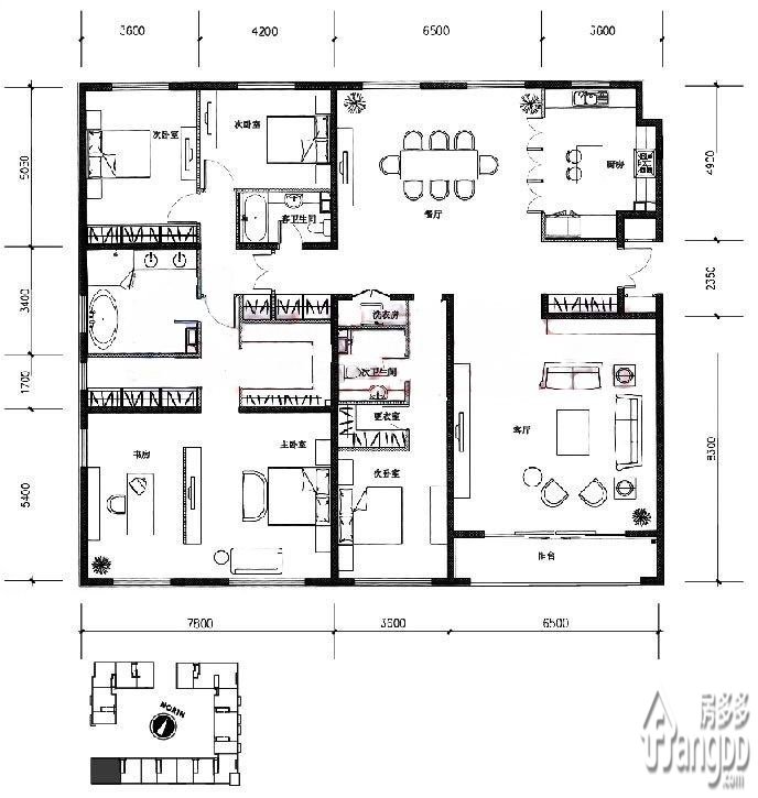 北京5室1厅3卫324㎡-安徒生花园(阳光上东)户型图