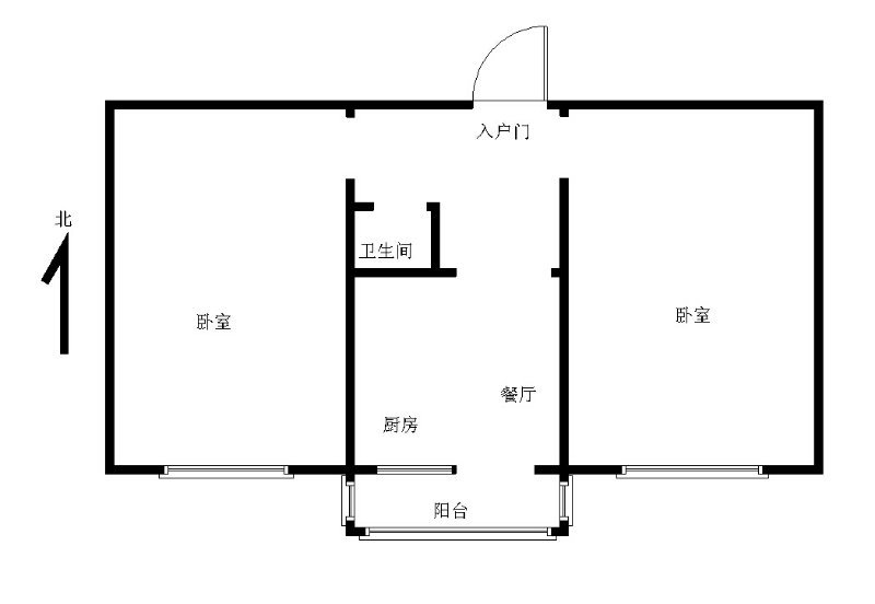 沈阳2室1厅1卫57-迎新小区户型图-沈阳房多多