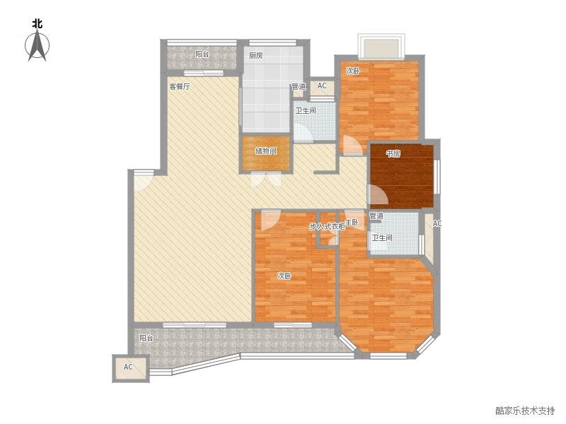合肥4室2厅2卫143㎡-水墨兰庭户型图-买房大师