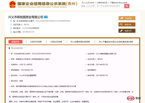 全省地州仅剩安顺 碧桂园兴义公司正式注册成